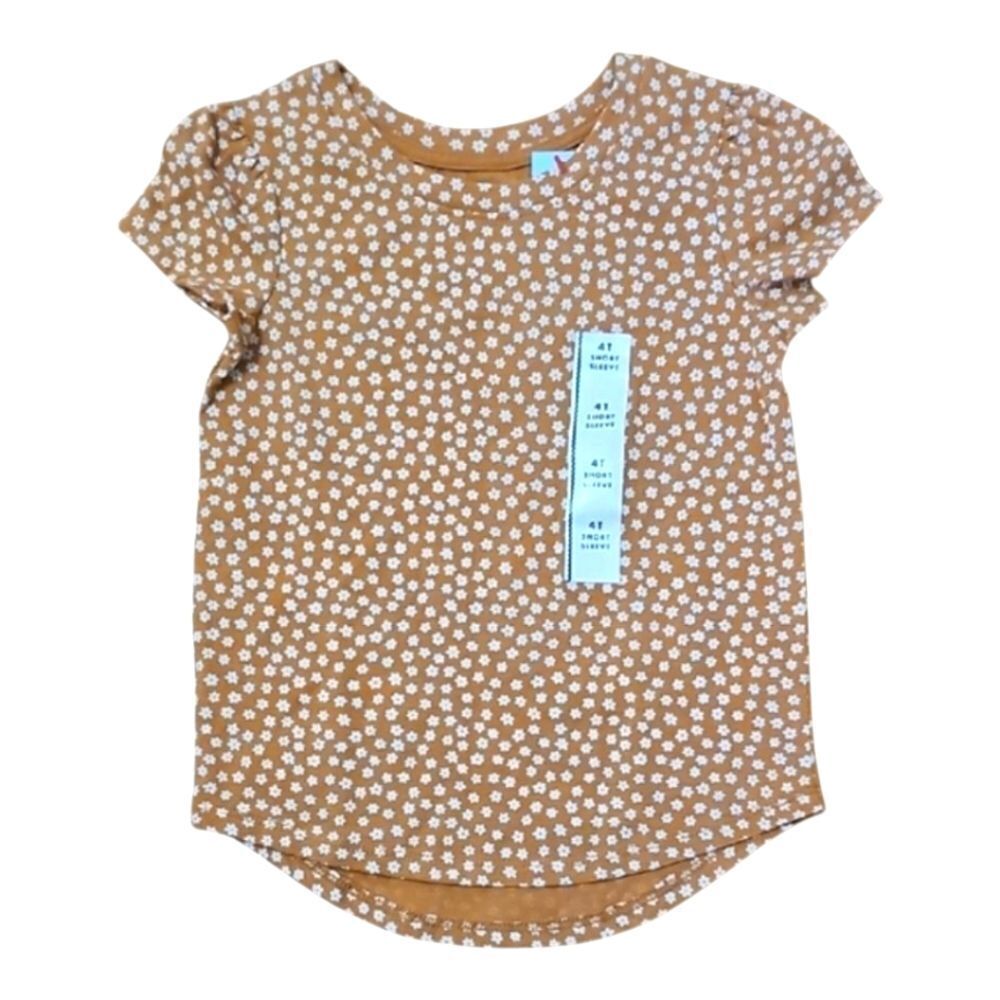 Cat And Jack Floral Print T-Shirt in Orange and White Size 4T